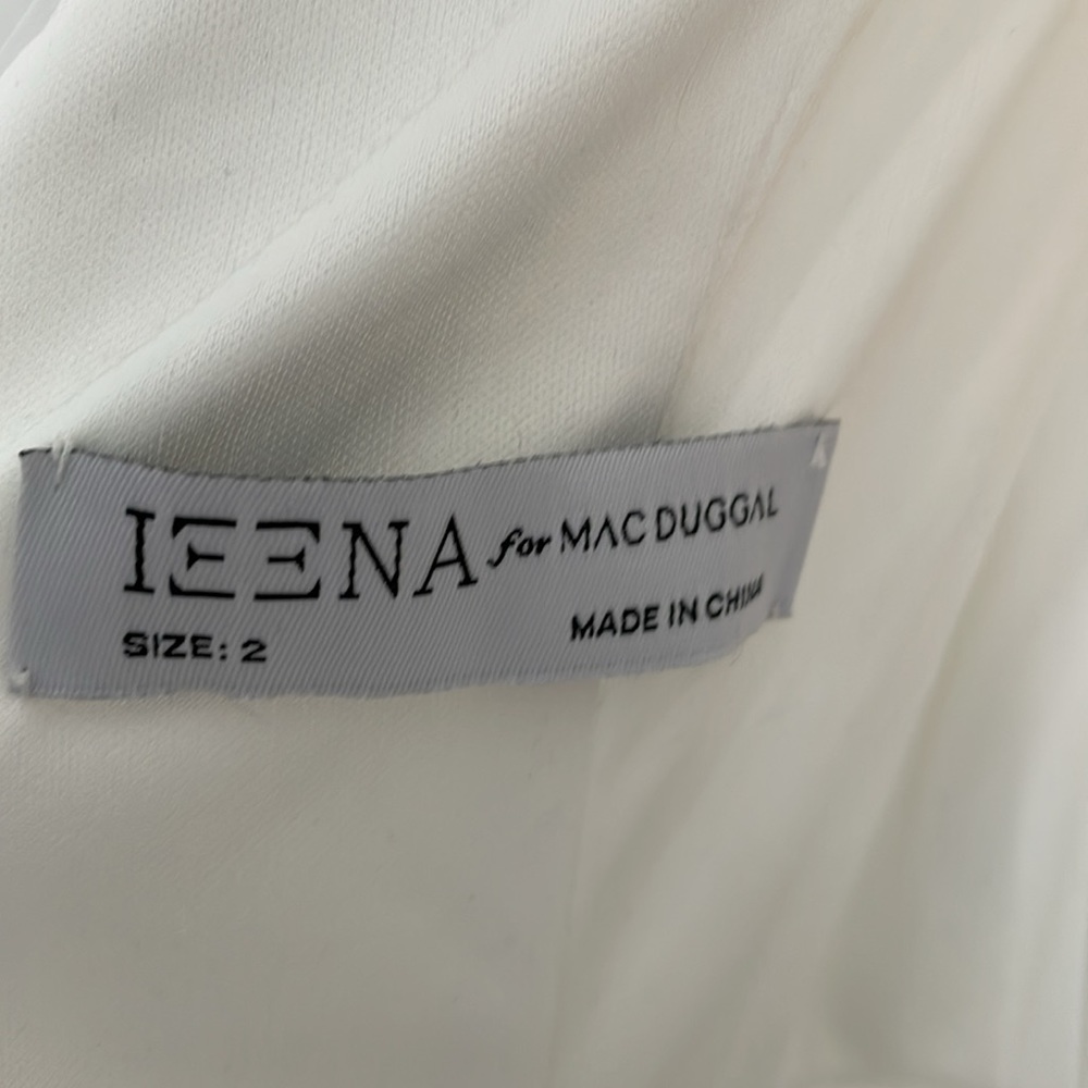 Mac Duggal 26621 White Belted Illusion‎ High Neck Cap Sleeve Jumpsuit Size 2 - Picture 10 of 13